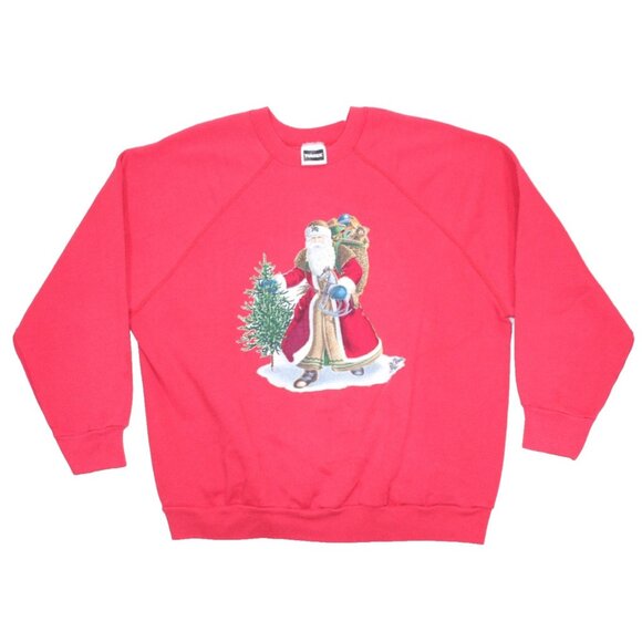 Vintage Santa Christmas Sweatshirt Winter Red Crewneck St Nick Tultex Size 2X - Picture 7 of 7